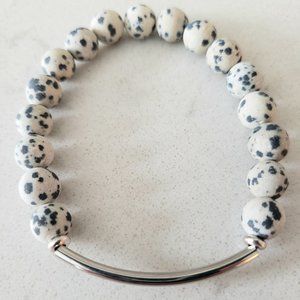 Beaded Dalmation Jasper Gemstone Bracelet